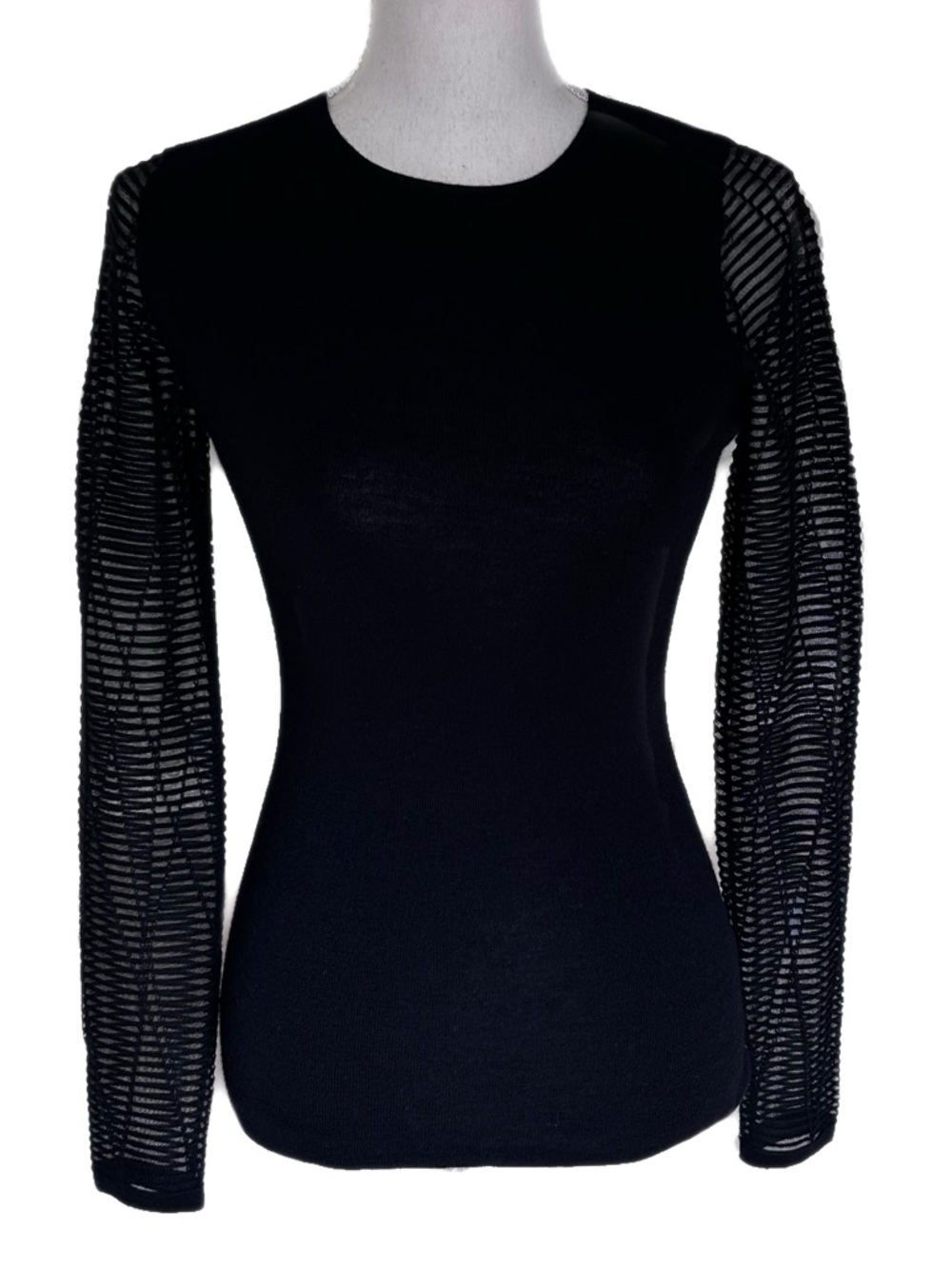 Neiman Marcus Cashmere Sweater Sheer Long Sleeves Quiet Luxury Glam Old Money XS